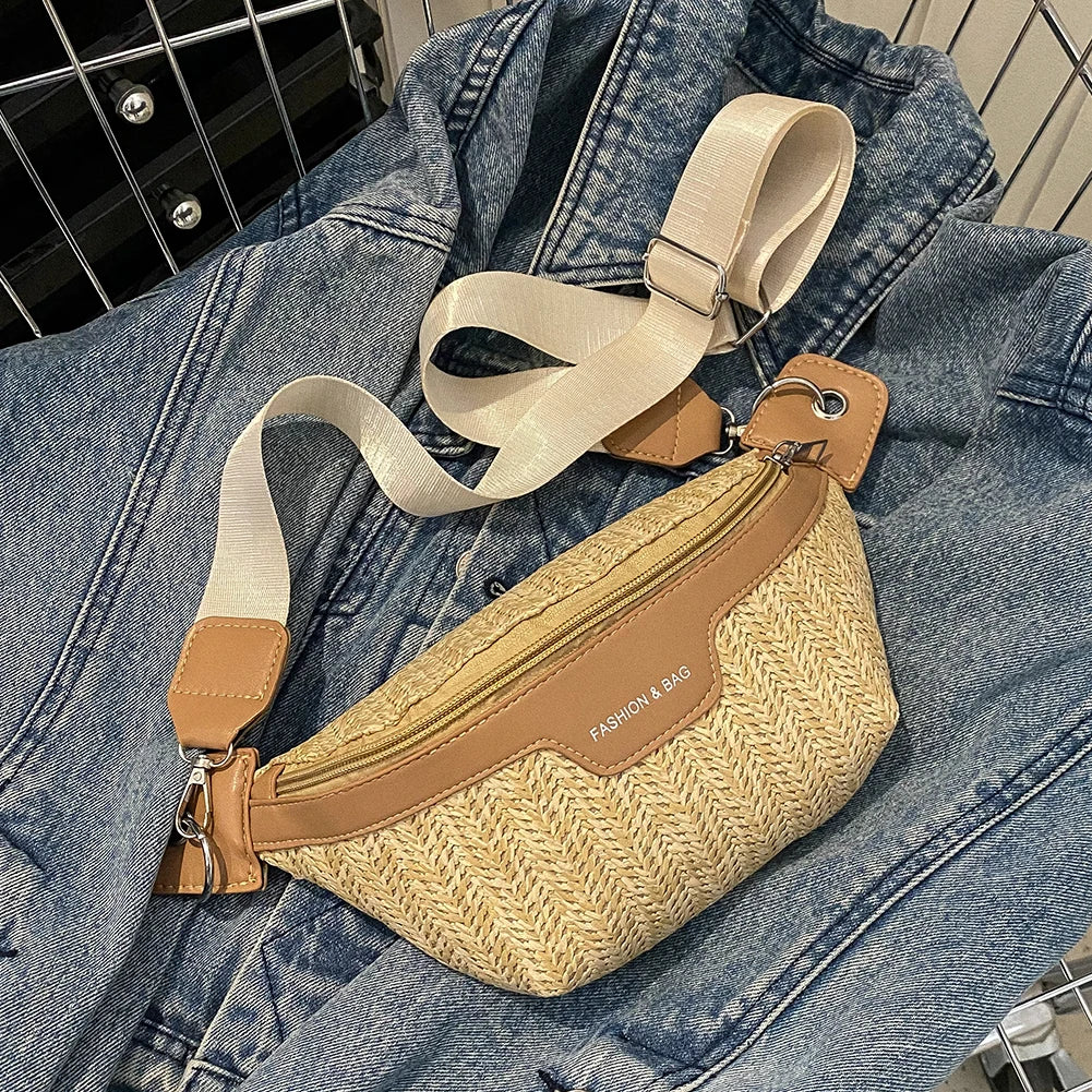 Women’s Summer Straw Chest Crossbody Bag
